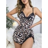 Kadın Leopar Desenli Dantel Detaylı elbise 5062
