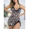 Kadın Leopar Desenli Dantel Detaylı Elbise 5062