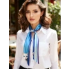 Kadın Mavi Çizgili ve Kedi Desenli Fular – Gömlek, Blazer ve Çanta İçin Uygun– Hediye Alternatifi