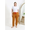 Kadın Pamuklu Büyük Beden Alt Pijama Hardal