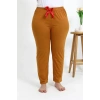 Kadın Pamuklu Büyük Beden Alt Pijama Hardal