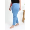 Kadın Pamuklu Büyük Beden Alt Pijama Mavi