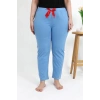 Kadın Pamuklu Büyük Beden Alt Pijama Mavi