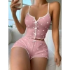 Kadın Pembe Kalpli Askılı Şortlu Pijama Takım 6654