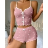 Kadın Pembe Kalpli Askılı Şortlu Pijama Takım 6654