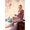 Kadın Penye Uzun Kol Pijama Takım Mürdüm