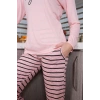 Kadın Penye Uzun Kol Pijama Takım Pembe