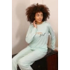 Kadın Penye Uzun Kol Pijama Takım Su Yeşili