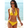 Kadın Sarı Belden, Boyundan Bağlamalı Ve Ayarlanabilir Külotlu Üçgen Bikini Mayo Takımı