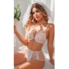 Kadın Seksi Beyaz Dantel Fantazi Kostümü 3828