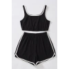 Kadın Siyah Askılı Crop Top Ve Şortlu Gecelik Takım H110560