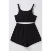 Kadın Siyah Askılı Crop Top Ve Şortlu Gecelik Takım H110560