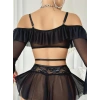 Kadın Siyah Etek Bustiyer Sexy Gecelik Takım 3831
