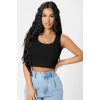 Kadın Siyah Kare Yaka Crop Top Bluz