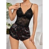 Kadın Siyah Kırmızı Kalp Desenli Saten Şort Pijama Takımı 2232