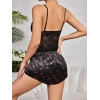 Kadın Siyah Kırmızı Kalp Desenli Saten Şort Pijama Takımı 2232