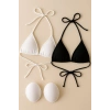 Kadın Siyah Ve Beyaz Minimal Kesim Üçgen Bikini Üstü