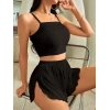 Kadın Siyah Yandan Yırtmaçlı Askılı Şortlu Pijama Takım 5041