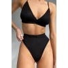 Kadın Siyah Yüksek Bel Dolgusuz Slip Takım