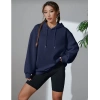Kadın Uzun Kol Kapşonlu Basic Sweatshirt hoodie - Lacivert