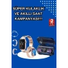 Kadınlar İçin 3 Kordonlu Akıllı Saat Ve Dijital Göstergeli Powerbankli Bluetooth Kulaklık Dokunmatik Kontrol