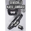 Kafa Lambası Kamp Lambası Sensörlü Şarjlı Ayarlanabilir