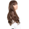 Kahküllü Uzun Dalgalı Fiber Sentetik Peruk - Kahve Karamel