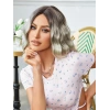 Kahverengi / Beyaz Platin Ombreli Küt Tül Peruk