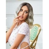Kahverengi / Beyaz Platin Ombreli Küt Tül Peruk