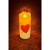 Kalp I Love You Yazılı Işıklı Mum 12 cm