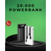 Kamp Ve Seyahat İçin 20.000mah Led Işıklı Hızlı Şarj Powerbank