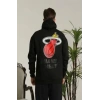 Kapşonlu Baskılı Sweetshirt - Siyah