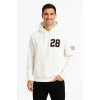 Kapşonlu Sweatshirt Ön  Arka Baskılı - Beyaz -