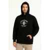 Kapşonlu Sweatshirt Ön  Arka Baskılı Siyah -