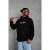 Kapşonlu Sweatshirt – Oversize “Other Lives” Ön  Arka Baskılı,-Siyah -