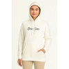 Kapşonlu Sweatshirt – Oversize Üç İplik Şardonlu Hoodie, “Other Lives” Ön  Arka Baskılı, Kanguru Cepli, Kışlık Rahat Günlük Stil - Beyaz -