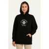 Kapşonlu SweatshirtOversize Fit, Ön  Arka Baskılı, Siyah -