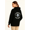 Kapşonlu SweatshirtOversize Fit, Ön  Arka Baskılı, Siyah -