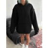Kapüşonlu Üç İplik Penye Basic SweatShirt - Siyah -