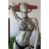 Kare Detaylı Göğüs Üzeri Siyah Deri Harness