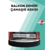 Kare Küpeşte Uyumlu Balkon Çamaşır Askısı 25x60 Cm Beyaz Pratik