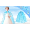 Karlar Ülkesi Elsa Frozen Mavi Pelerin – 80 cm Kar Desenli Çocuk Pelerini ( Taç Hariç ) (4887)