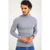 Kaşkorse Boğazlı Full Likralı Fitilli Body Kazak - Gri -