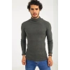 Kaşkorse Boğazlı Full Likralı Fitilli Body Kazak - Haki -