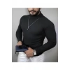 Kaşkorse Boğazlı Full Likralı Fitilli Body Kazak - Siyah