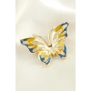 Kelebek Mineli Taşlı Broş