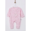 Kelebek Nakışlı % 100 Pamuk Ayaklı Kız Bebek Tulumu