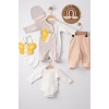Kelebek Nakışlı Tulumlu % 100 Pamuk Erkek Bebek 5li Set