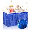 Kendinden Yapışkanlı Mavi Metalize Püsküllü Masa Eteği – 75 x 275 cm Parti Süslemesi (4887)