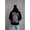 Kilim Desen Kapüşonlu - Siyah